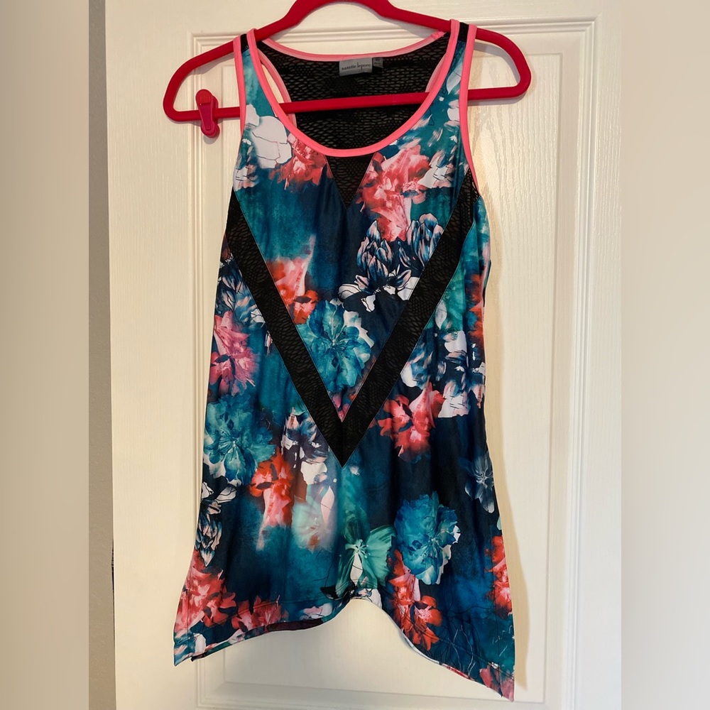Nanette Lepore Yoga Tank Top Pink Floral Size Medium